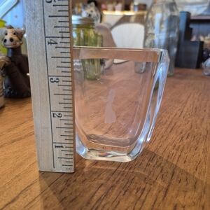 Vintage Signed Skruf Sweden Etched Glass Vase Girl With Birds